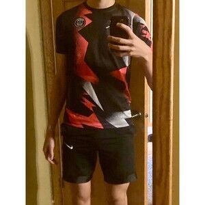 Jordan Vintage Rare PSG National Soccer Jersey Silky Red Black Shirt Large